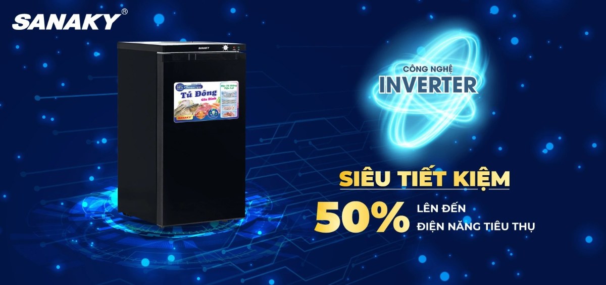 Tủ đông đứng Sanaky Inverter 118 lít VH-160VD3 - Công nghệ Inverter tiết kiệm điện