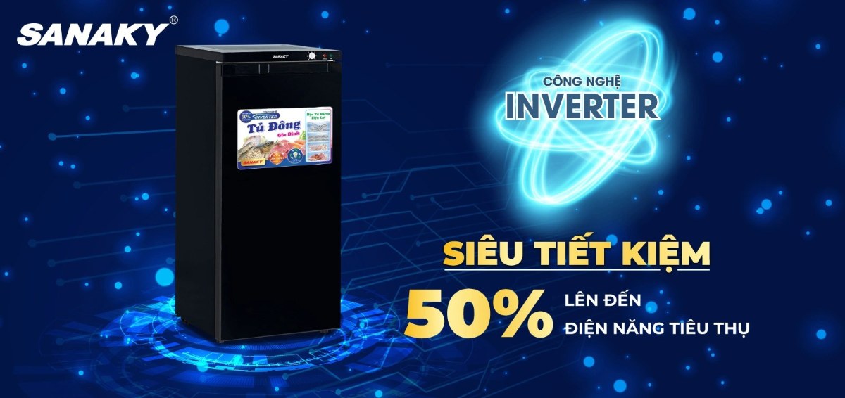 Tủ đông đứng Sanaky Inverter 150 lít VH-180VD3 - Công nghệ Inverter tiết kiệm điện