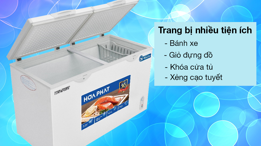 Tủ đông Hòa Phát Inverter 352 Lít HPF AD8352 - Trang bị nhiều tiện ích như bánh xe, giỏ đựng đồ, khóa cửa tủ và xẻng cạo tuyết Tủ đông Hòa Phát Inverter 352 Lít HPF AD8352 - Trang bị nhiều tiện ích như bánh xe, giỏ đựng đồ, khóa cửa tủ và xẻng cạo tuyết