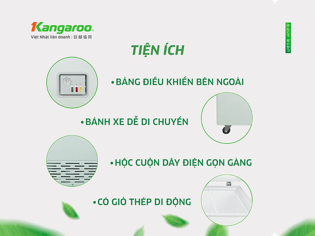 Tủ đông Kangaroo 90 lít dàn nhôm KG168NC1N - Bổ sung nhiều thiết kế tiện lợi