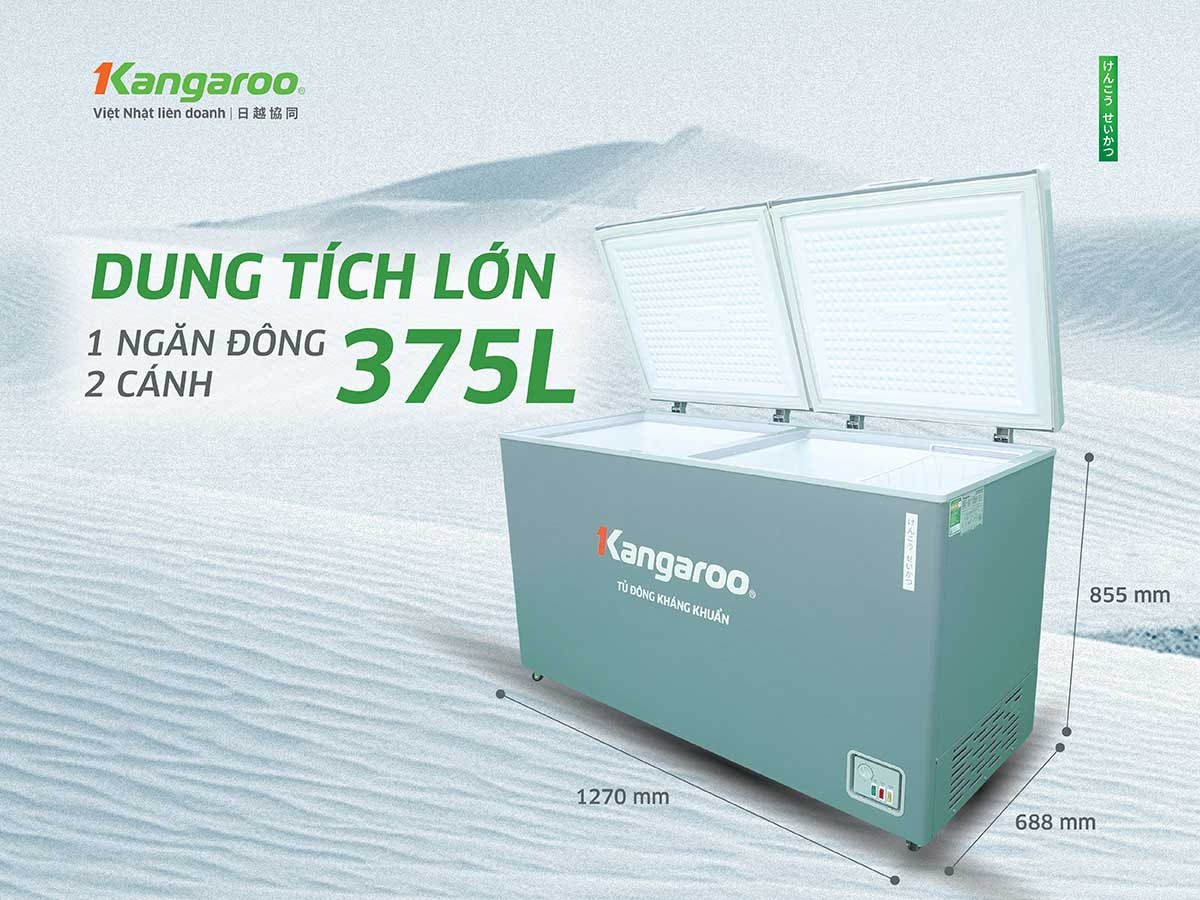 Tủ đông Kangaroo Inverter 375 lít KGFZC375IG1 - Dung tích lớn 375 lít – Một ngăn đông