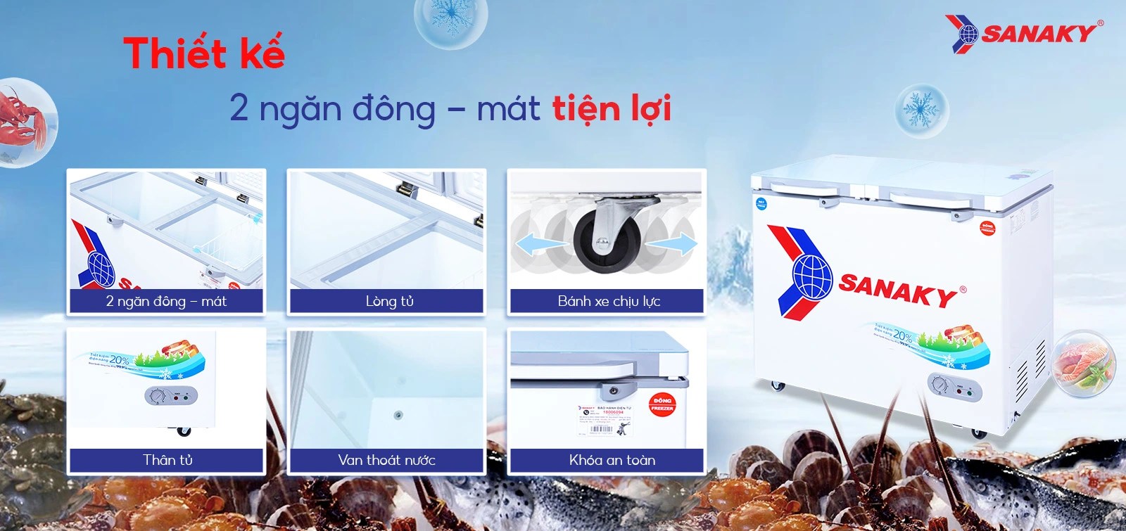 Thiết kế 2 ngăn đông – mát tiện lợi Thiết kế 2 ngăn đông – mát tiện lợi