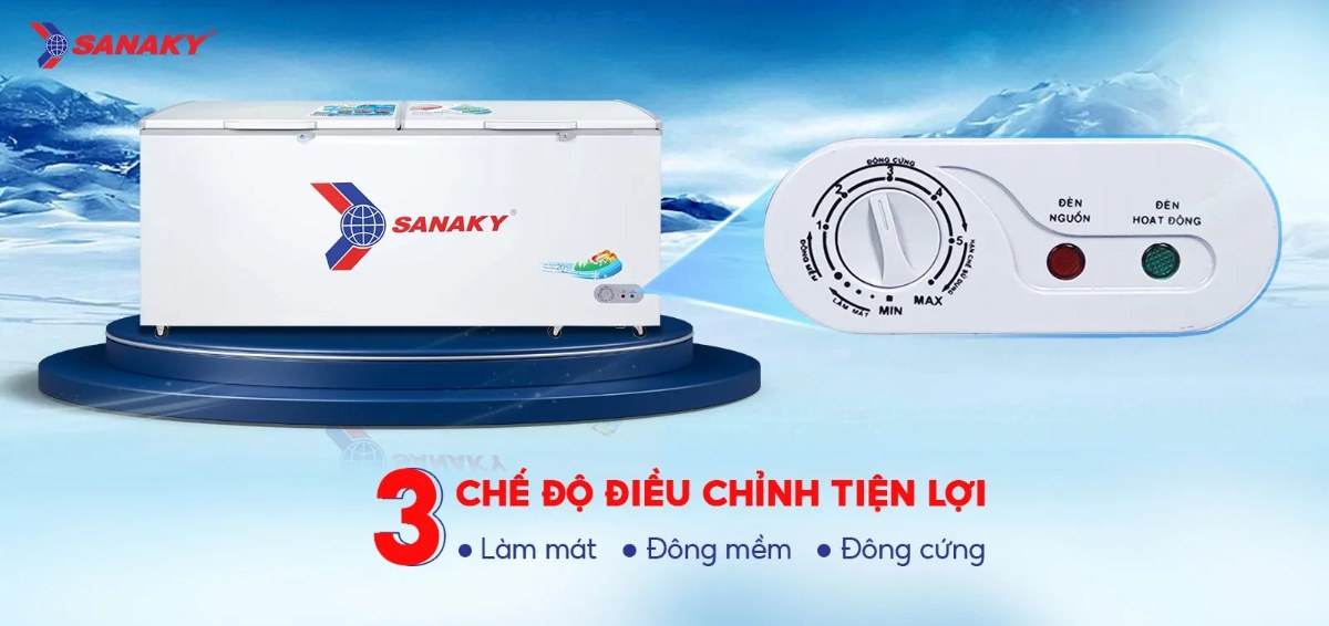 Tủ đông Sanaky 761 lít VH-8699HY - Bảng điều chỉnh 3 chế độ Mát – Đồng mềm – Đông cứng tiện lợi