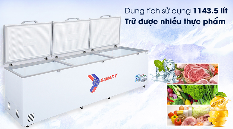 Tủ đông Sanaky 1143.5 lít VH-1399HY3 - Dung tích