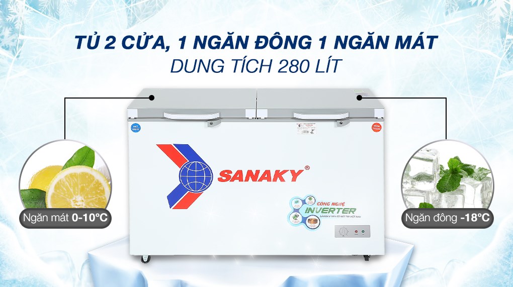 Tủ đông Sanaky Inverter 280 lít TD.VH4099W4K - Dung tích 280 lít Tủ đông Sanaky Inverter 280 lít TD.VH4099W4K - Dung tích 280 lít