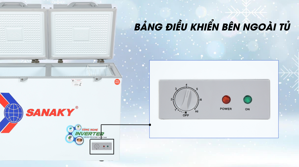 Tủ đông Sanaky Inverter 280 lít TD.VH4099W4K - Bảng điều khiển bên ngoài Tủ đông Sanaky Inverter 280 lít TD.VH4099W4K - Bảng điều khiển bên ngoài