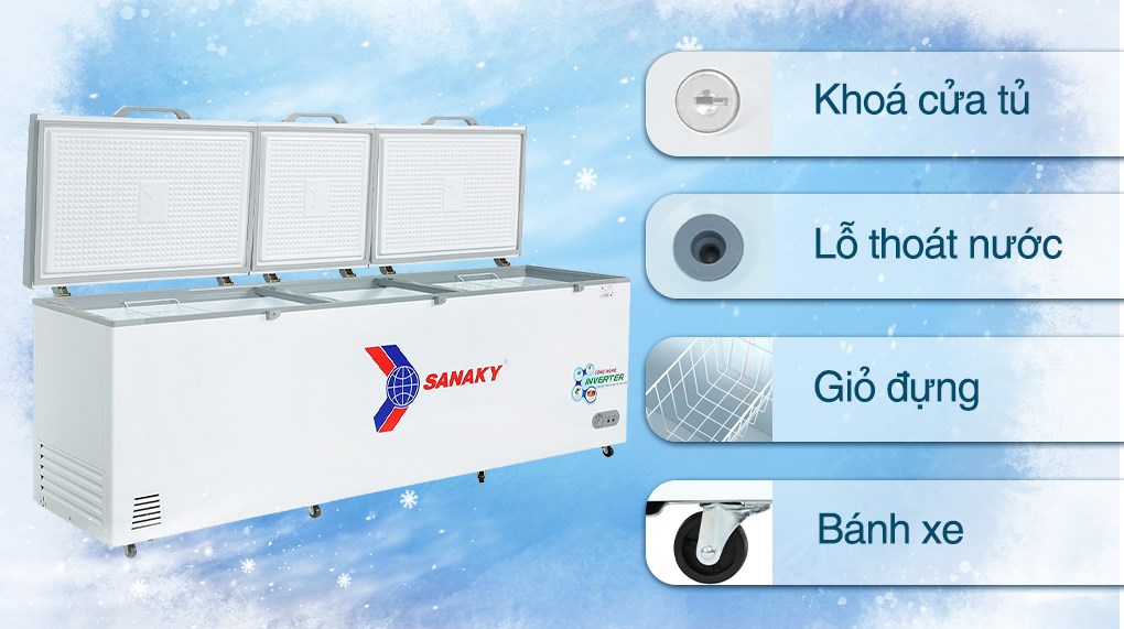 Tủ đông Sanaky Inverter 900 lít VH-1199HY3 - Tiện ích Tủ đông Sanaky Inverter 900 lít VH-1199HY3 - Tiện ích