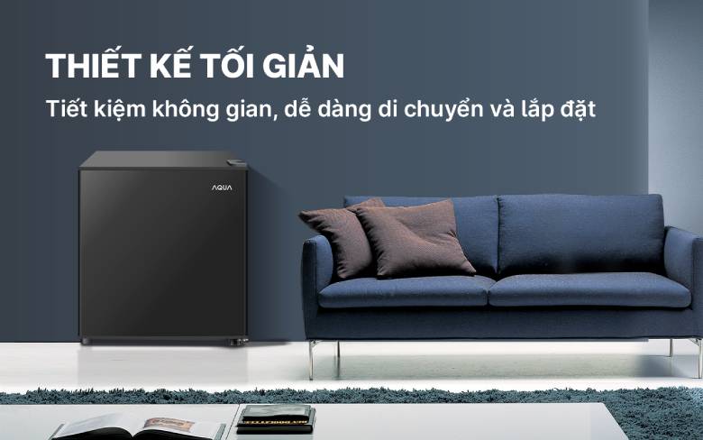 Tủ lạnh Aqua 90 lít AQR-D100FA(BS) thiết kế tối giản, tiết kiệm không gian