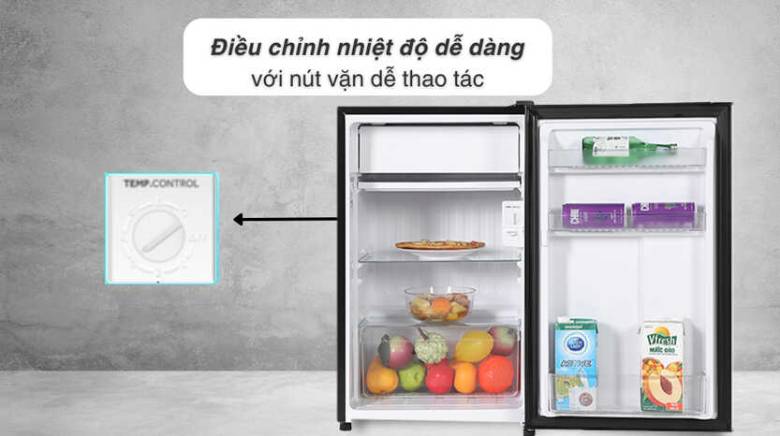 Tủ lạnh Aqua 90 lít AQR-D100FA(BS) nút vặn điều chỉnh nhiệt độ