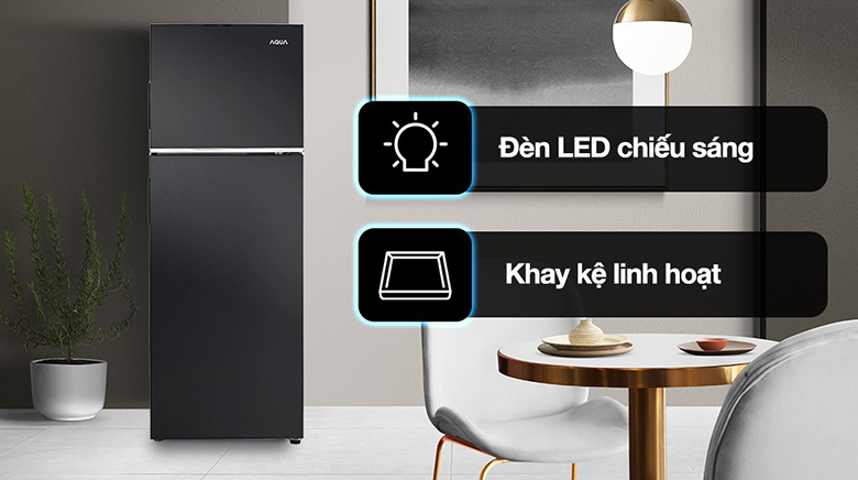 Tủ lạnh Aqua Inverter 236 lít AQR-T260FA (FB) - Hệ thống đèn LED chiếu sáng