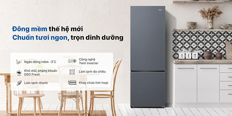 Tủ lạnh Aqua Inverter 324 lít AQR-B390MA(SLB) 