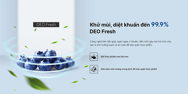 Tủ lạnh Aqua AQR-B390MA(SLB) khử khuẩn DEO Fresh