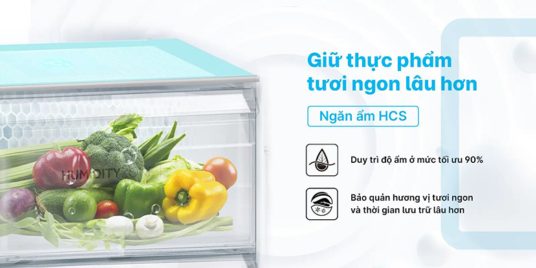 Tủ lạnh Aqua Inverter AQR-M536XA(SL) ngăn khô ẩm riêng biệt