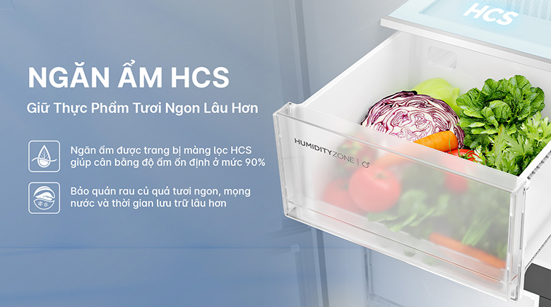 Tủ lạnh 4 cửa Aqua Inverter 522 lít AQR-MA600XA(KGL)U1 cân bằng độ ẩm