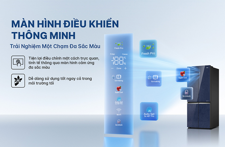 Tủ lạnh 4 cửa Aqua Inverter AQR-MA600XA(KGL)U1 điều khiển color AI