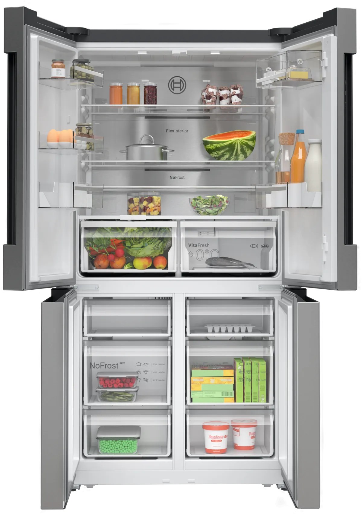 Tủ lạnh Bosch Serie 4 605 lít 4 cánh KFN96APEAG – Màu Inox - Bảng điều khiển ngoài, cảnh báo mở cửa