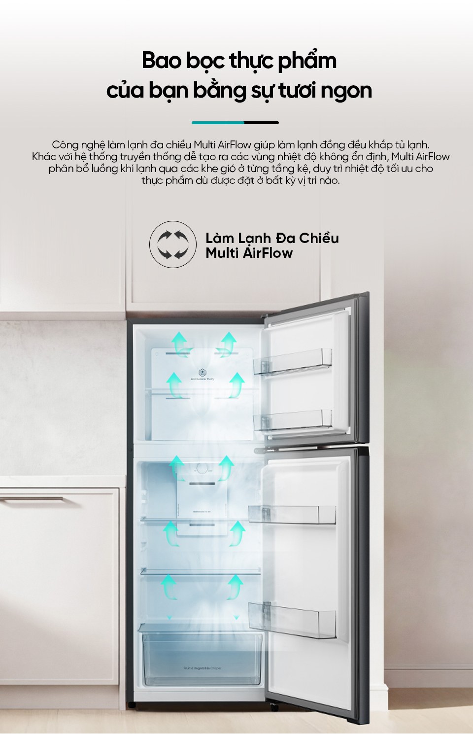 Tủ lạnh Hisense Inverter 205 lít RT201N3ES Mới 2026 - Làm lạnh đa chiều Multi Air Flow