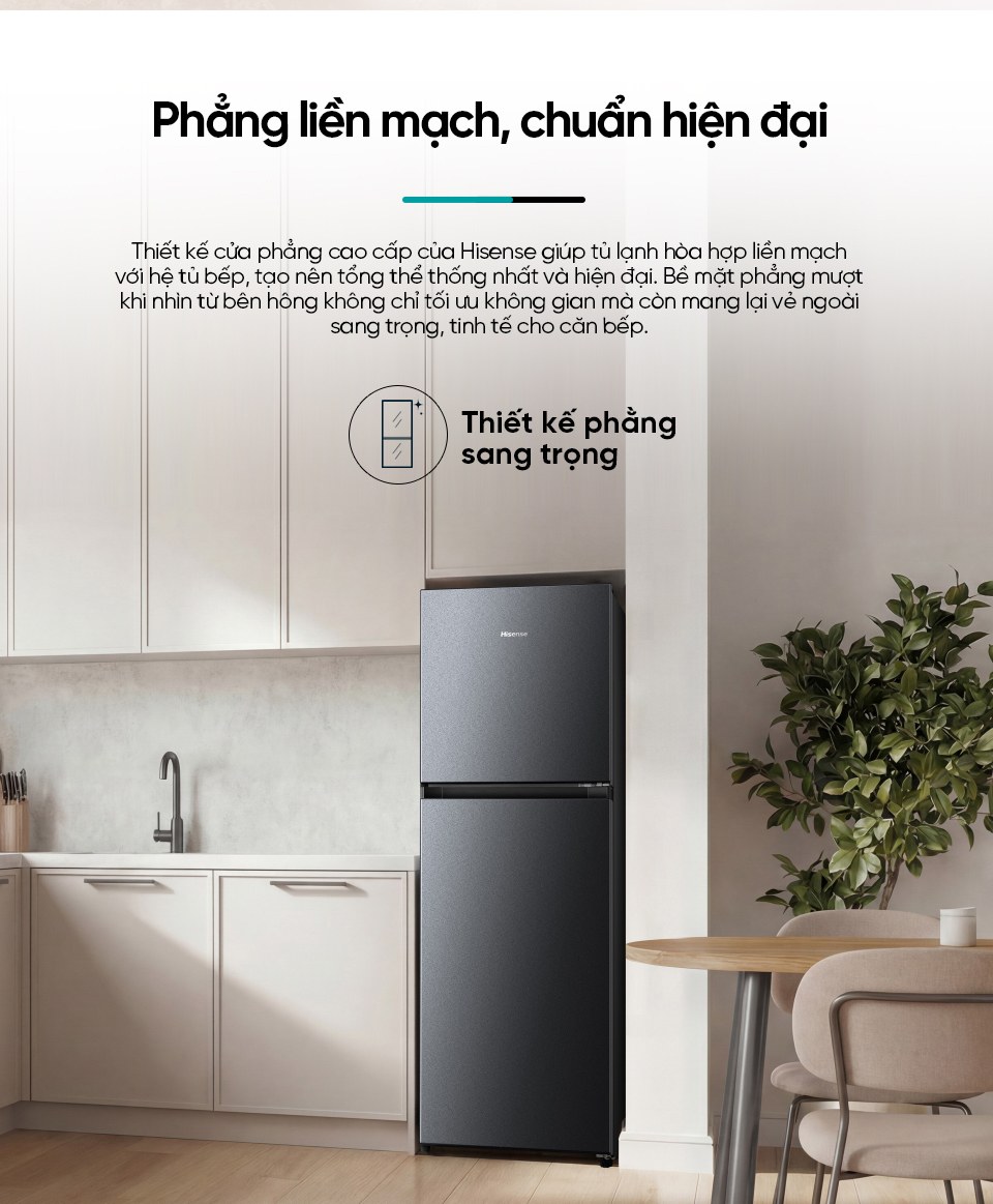 Tủ lạnh Hisense Inverter 205 lít RT201N3ES Mới 2026 - Thiết kế cửa phẳng hiện đại