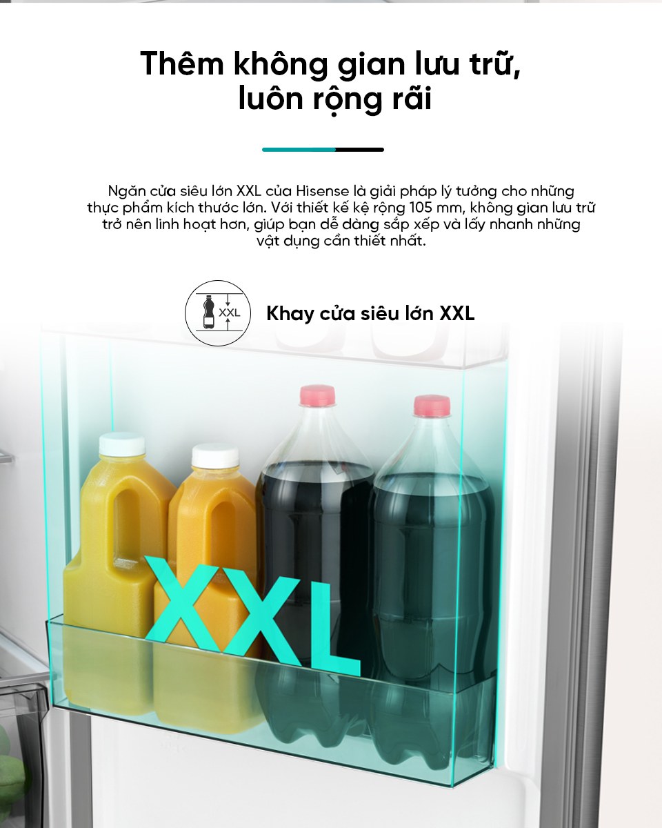 Tủ lạnh Hisense Inverter 251 lít RT251N3AS - Khay kệ dịch chuyển, khay cửa XXL
