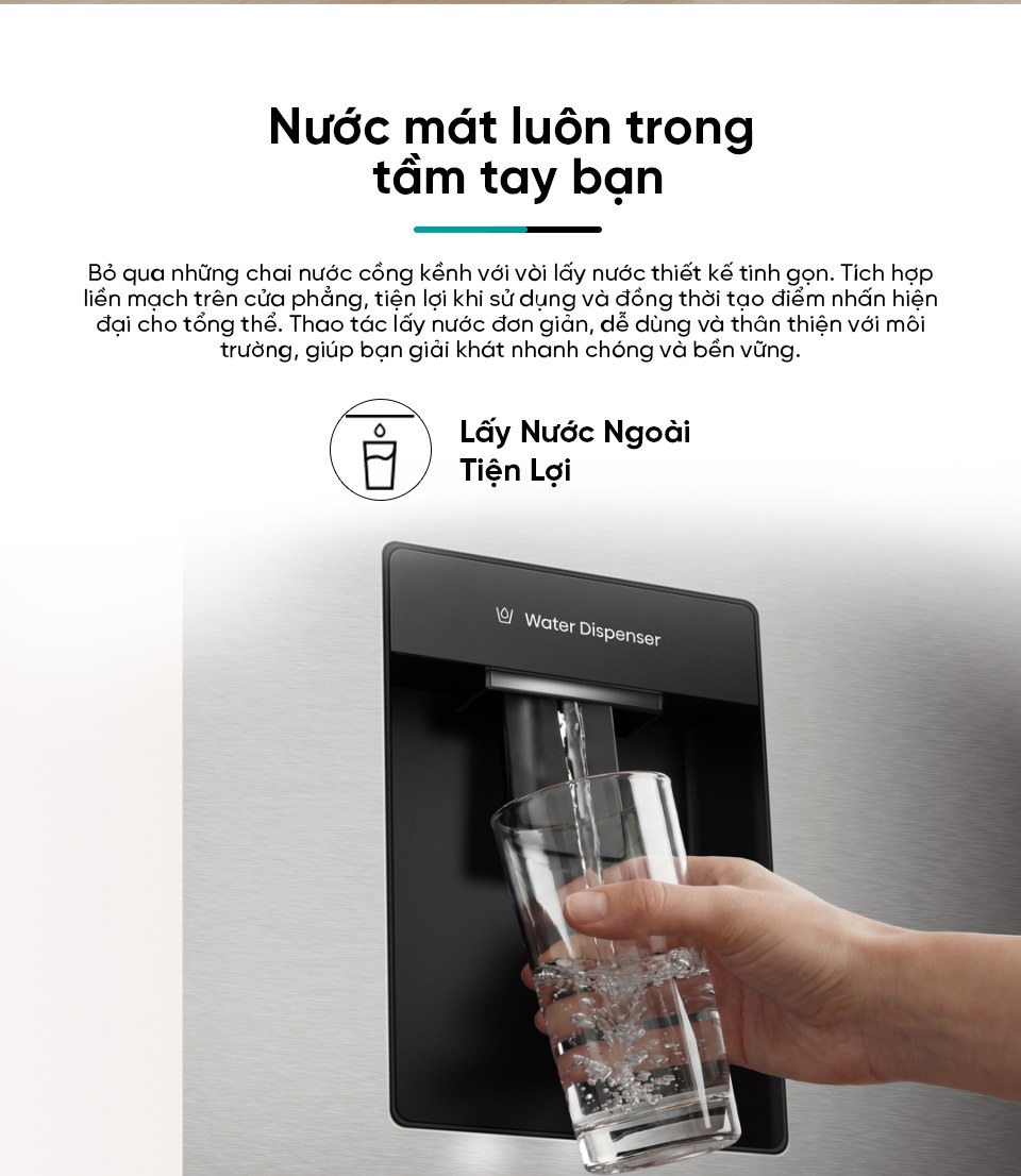Tủ lạnh Hisense Inverter 251 lít RT251N3AS - Lấy nước bên ngoài tiện lợi