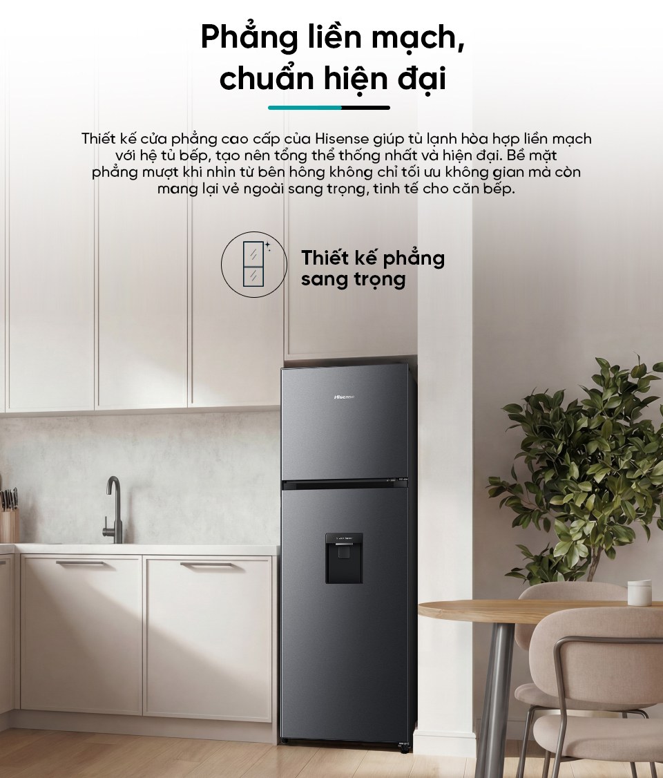 Tủ lạnh Hisense Inverter 251 lít RT251N3AS - Thiết kế cửa phẳng hiện đại