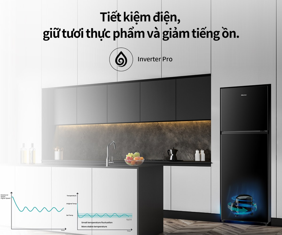 Tủ lạnh Hisense Inverter 324 lít RT469N4EBU Mới 2026 - Inverter Pro tiết kiệm điện, êm ái