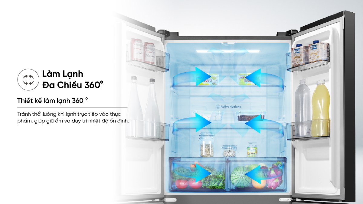 Tủ lạnh Hisense Inverter 427 lít Multi Door RQ559N4EBU Mới 2026 - Làm lạnh đa chiều 360°