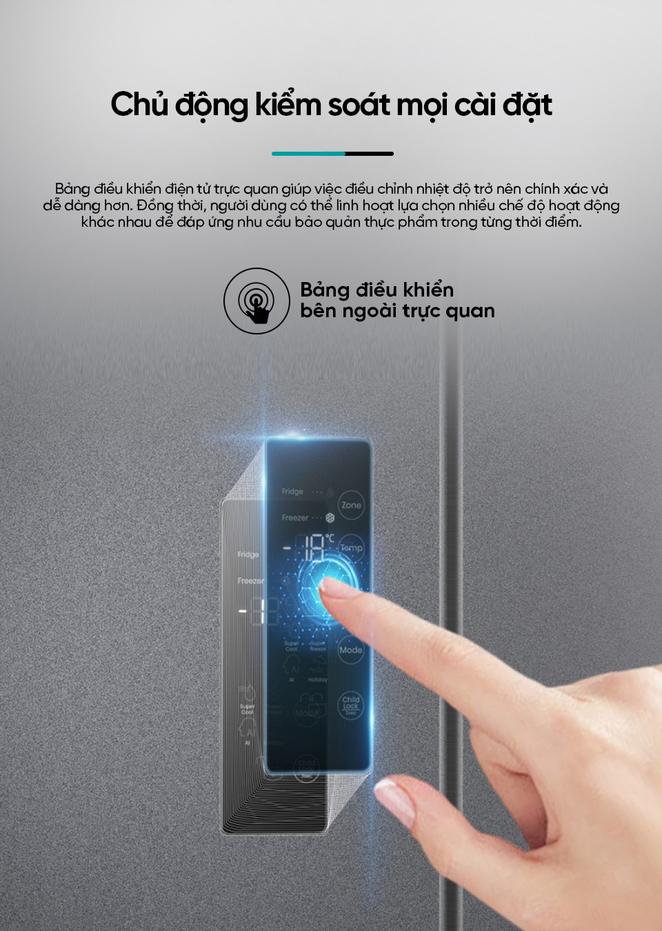 Tủ lạnh Hisense Inverter 460 lít Multi Door RQ465N5ES - Bảng điều khiển bên ngoài