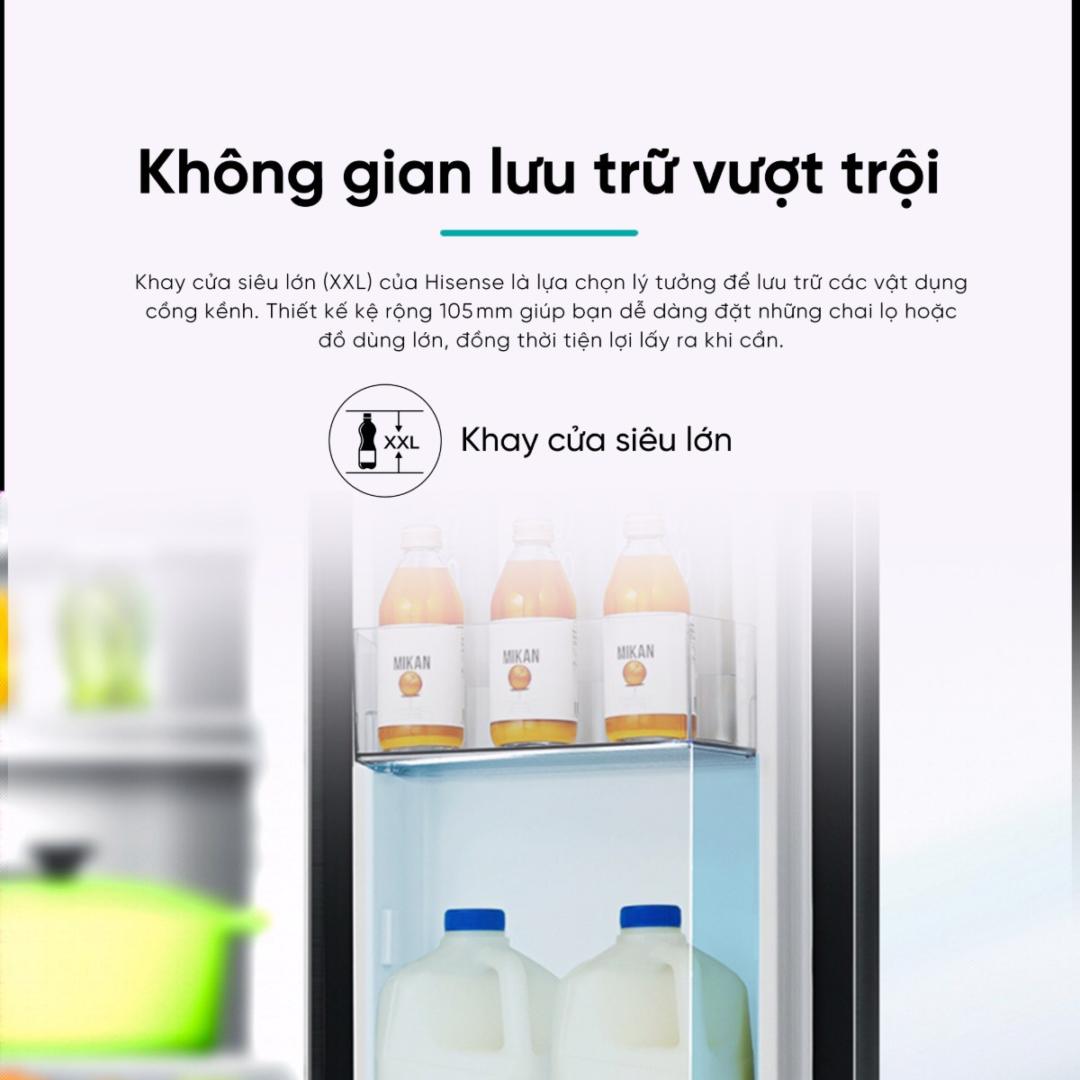 Tủ lạnh Hisense Inverter 488 lít Multi Door RQ470P5GW - Khay cửa siêu lớn