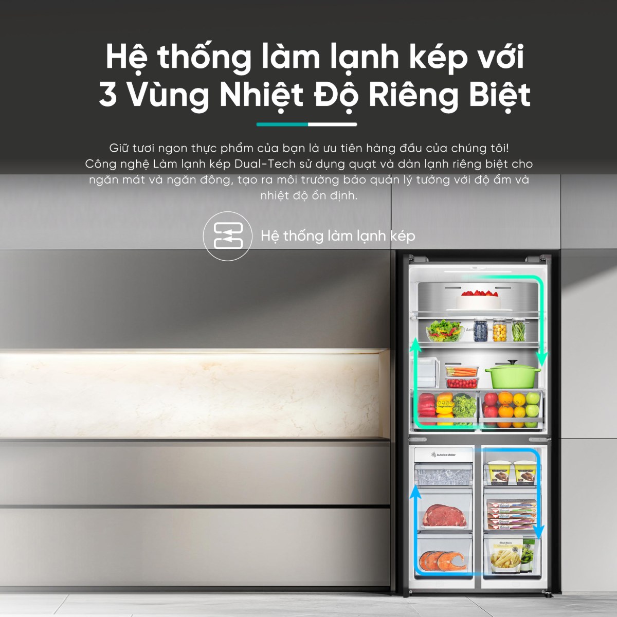 Tủ lạnh Hisense Inverter 488 lít Multi Door RQ470P5GW - Làm lạnh kép, 3 vùng nhiệt độ riêng biệt