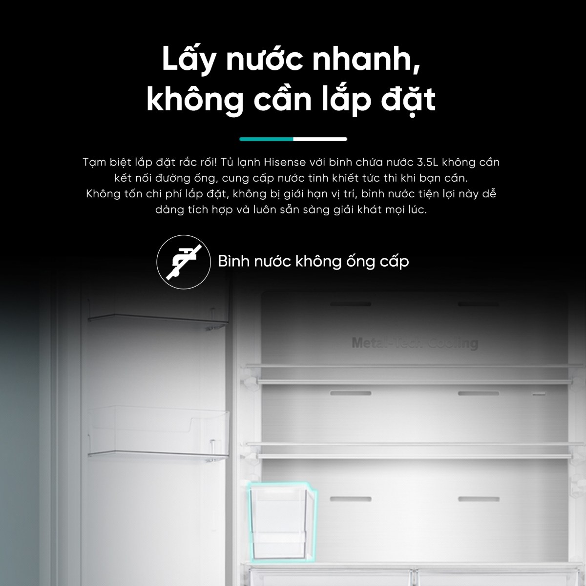 Tủ lạnh Hisense Inverter 488 lít Multi Door RQ470P5GW - Lấy nước nhanh, không cần lắp đặt