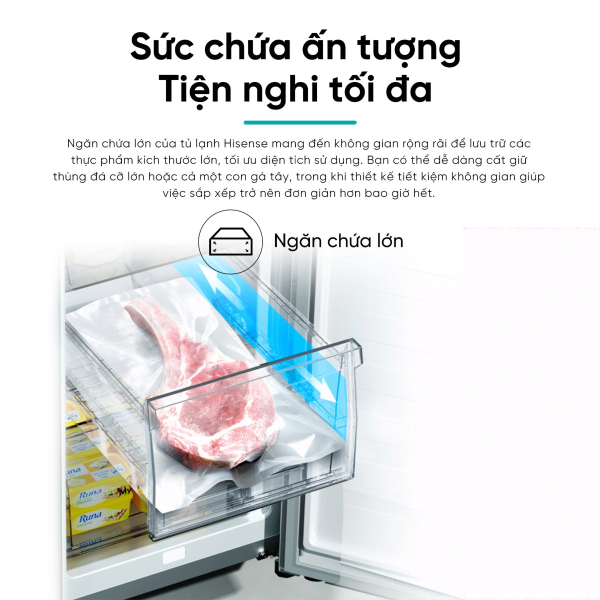 Tủ lạnh Hisense Inverter 488 lít Multi Door RQ470P5GW - Sức chứa ấn tượng