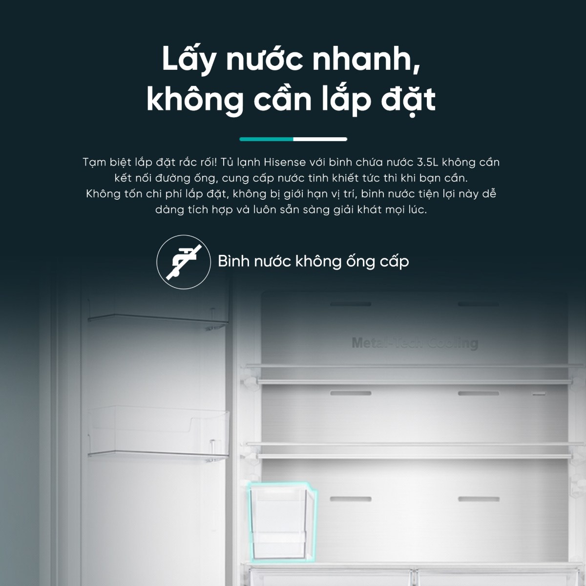 Tủ lạnh Hisense Inverter 488 lít Multi Door RQ630N4EBUI3 Mới 2026 - Lấy nước nhanh, không cần lắp đặt