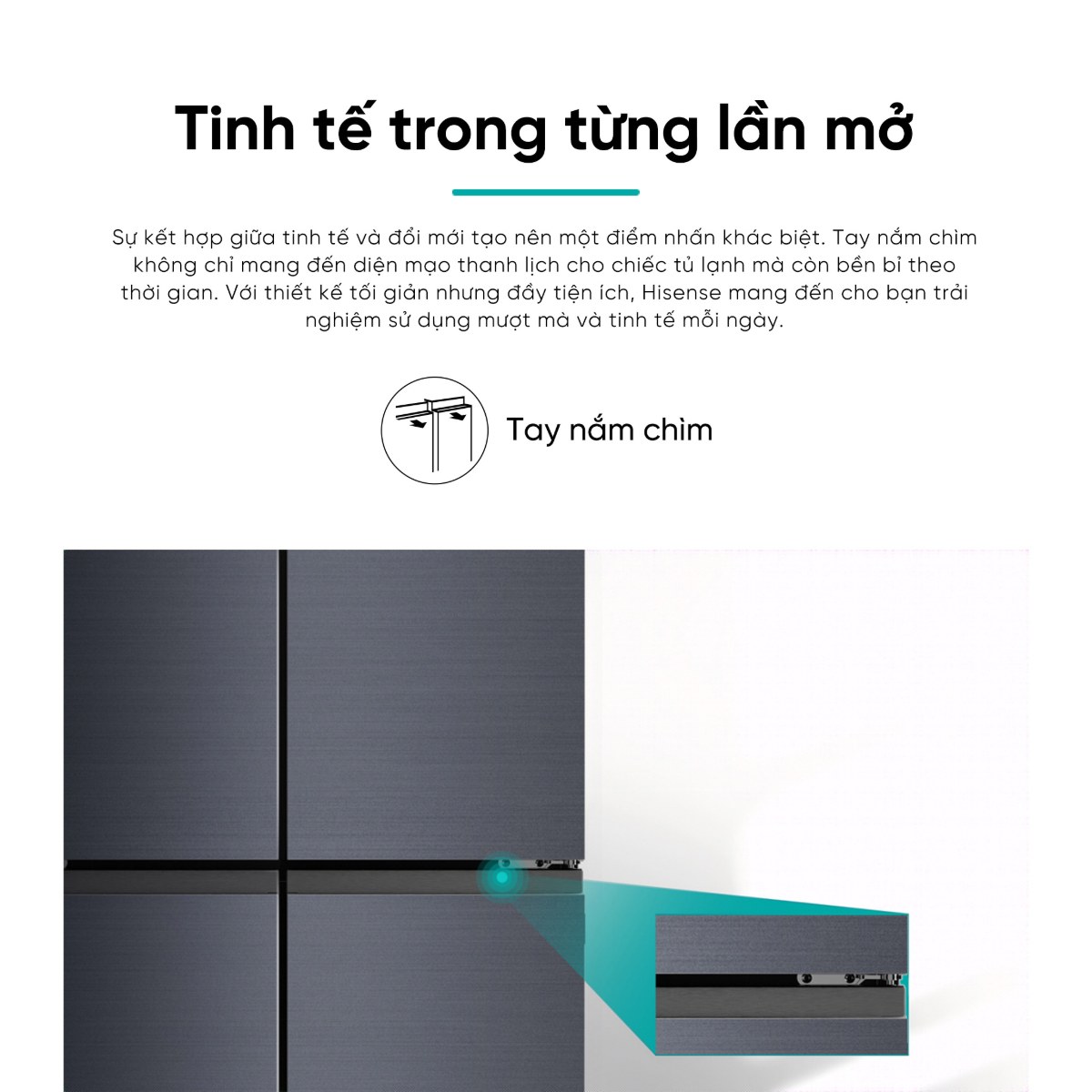 Tủ lạnh Hisense Inverter 488 lít Multi Door RQ630N4EBUI3 Mới 2026 - Tay nắm chìm tinh tế