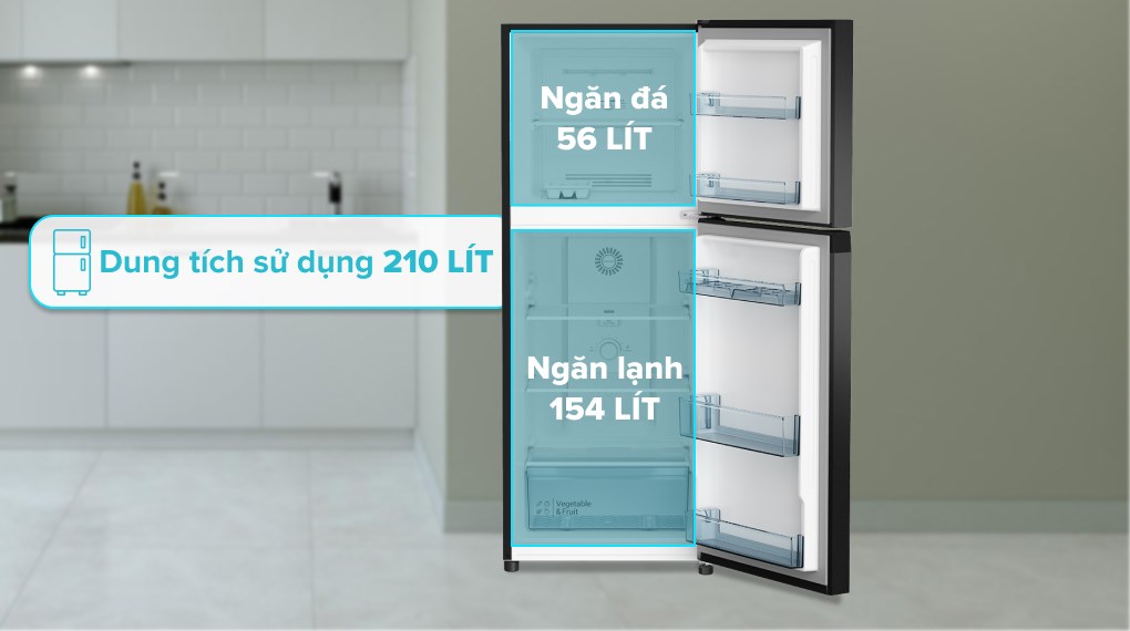 Tủ lạnh Hitachi Inverter 210 lít HRTN5230MUVN - Dung tích sử dụng