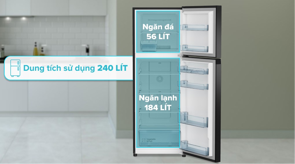 Tủ lạnh Hitachi Inverter 240 lít HRTN5255MFUVN - Dung tích sử dụng