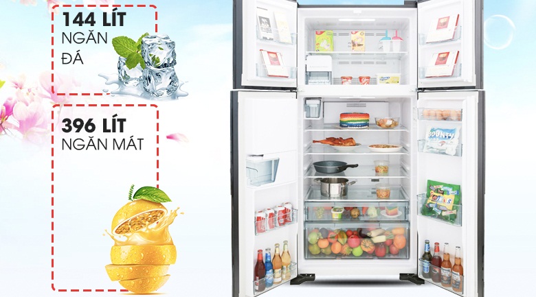 Tủ lạnh Hitachi Inverter 540 lít R-FW690PGV7X (GBK) dung tích lớn