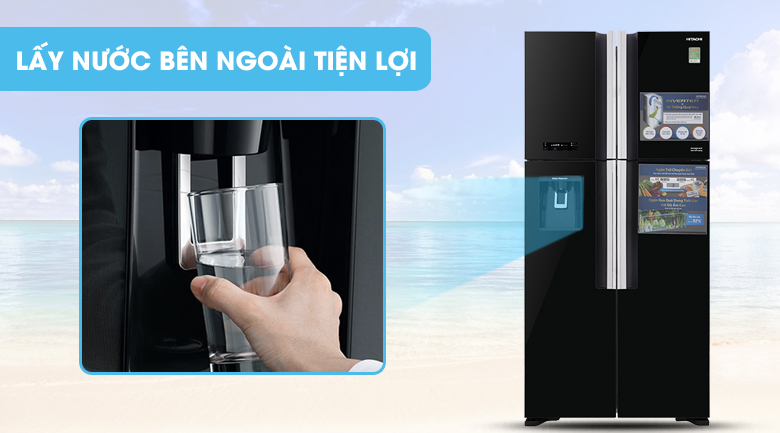 Tủ lạnh Hitachi Inverter 540 lít R-FW690PGV7X (GBK) lấy nước ngoài tiện lợi
