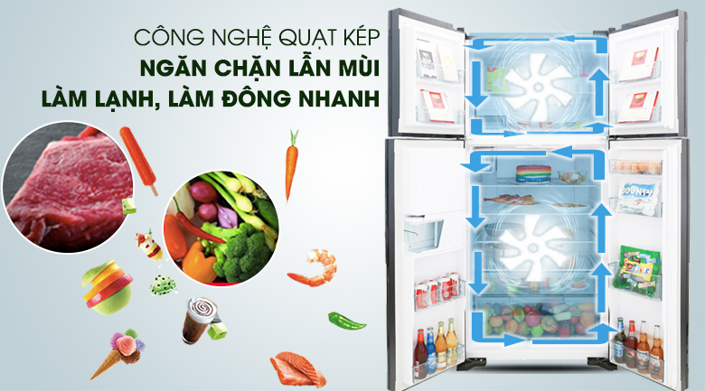 Tủ lạnh Hitachi Inverter 540 lít R-FW690PGV7X (GBK) quạt kép