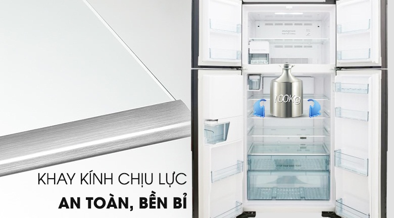 Tủ lạnh Hitachi Inverter 540 lít R-FW690PGV7X (GBK) khay kính chịu lực