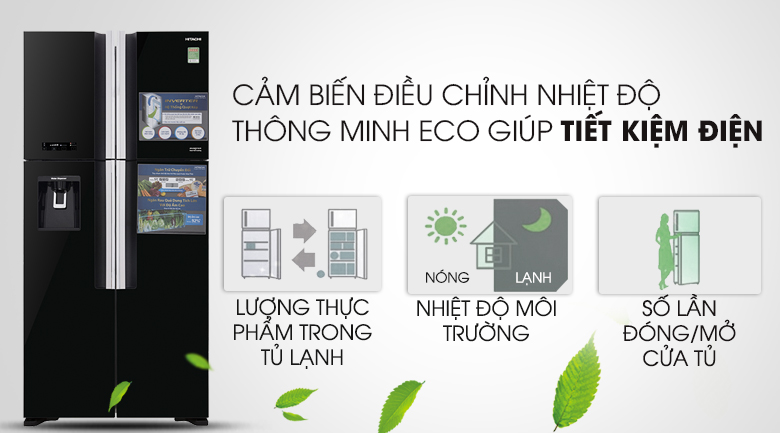 Tủ lạnh Hitachi Inverter 540 lít R-FW690PGV7X (GBK) cảm biến nhiệt ECO