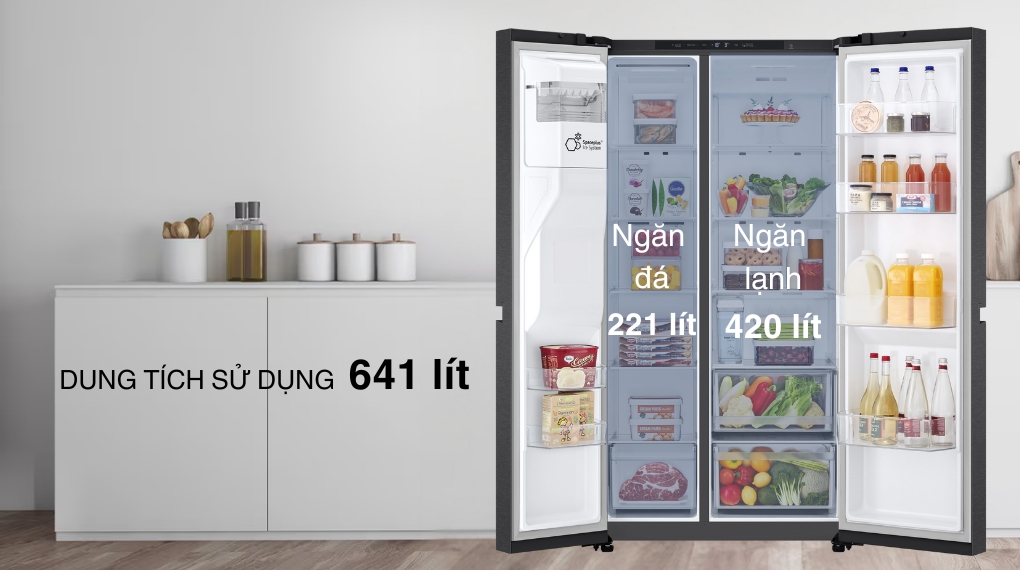 Tủ lạnh LG Inverter 641 lít Side By Side LSI63BLMA - Ngăn đá