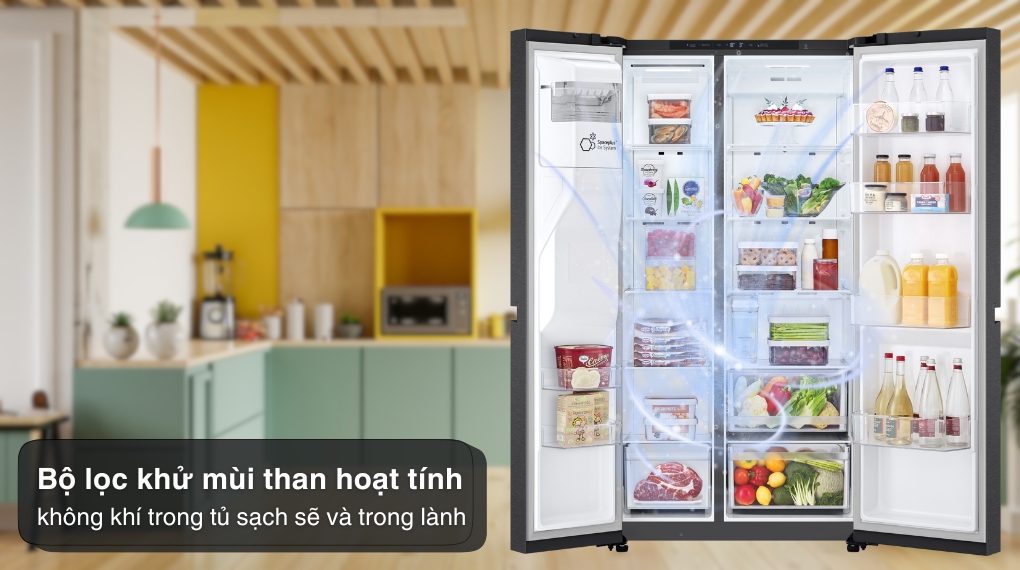 Tủ lạnh LG Inverter 641 lít Side By Side LSI63BLMA - Công nghệ kháng khuẩn khử mùi