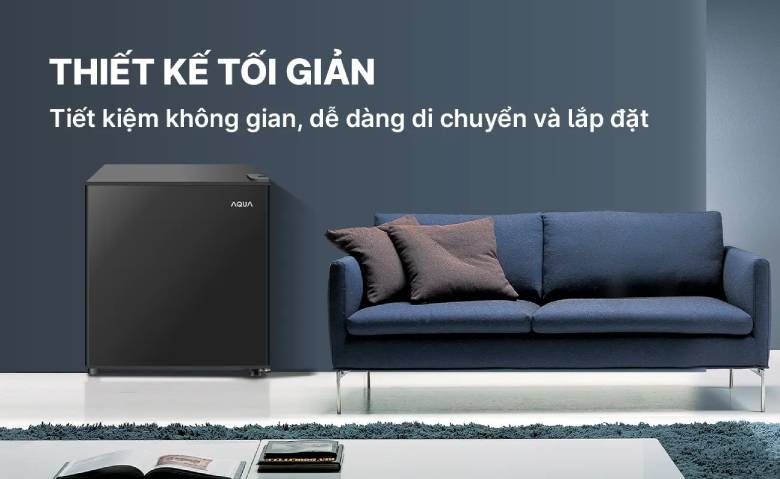 Tủ lạnh Aqua 50 lít AQR-D60FA(BS) thiết kế tối giản tiết kiệm không gian