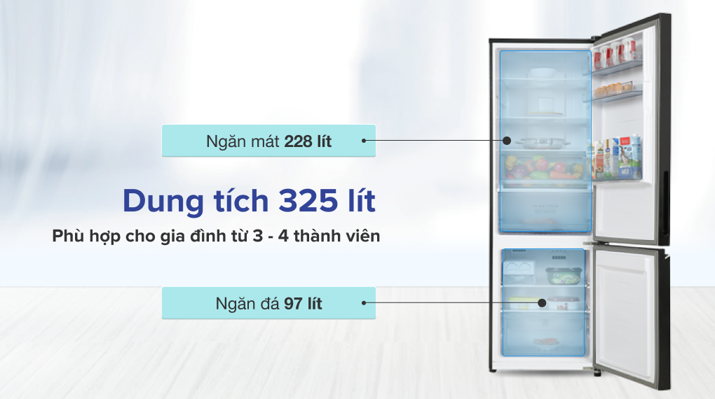 Tủ lạnh Panasonic Inverter 325 lít NR-BC361VGMV - Dung tích sử dụng Tủ lạnh Panasonic Inverter 325 lít NR-BC361VGMV - Dung tích sử dụng