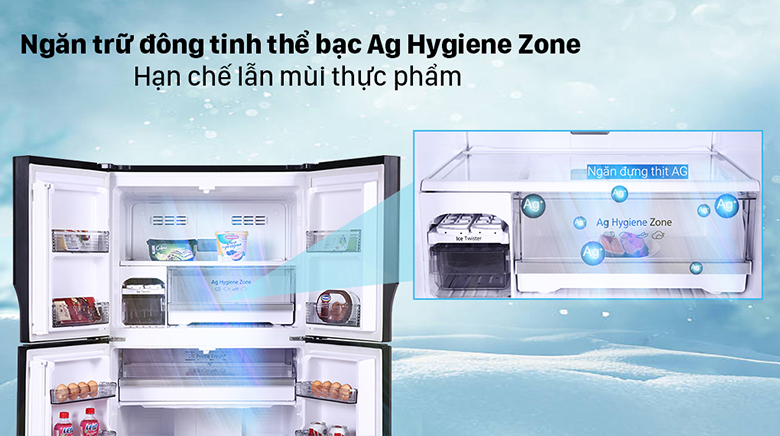 Tủ lạnh Panasonic Inverter 550 lít NR-DZ601VGKV có ngăn trữ đông tinh thể bạc