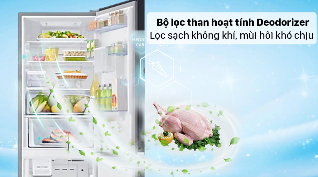 Tủ lạnh Samsung Inverter 307 lít RB30N4190BU/SV - Lọc không khí, khử mùi hôi Tủ lạnh Samsung Inverter 307 lít RB30N4190BU/SV - Lọc không khí, khử mùi hôi