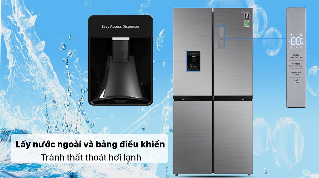 Tủ lạnh Samsung Inverter 488 lít Multi Door RF48A4010M9/SV – Màu Bạc - Power Cool – Power Freeze