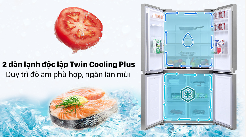 Tủ lạnh Samsung Inverter 488 lít Multi Door RF48A4010M9/SV – Màu Bạc - Thiết kế Multi Door 4 cửa sang trọng
