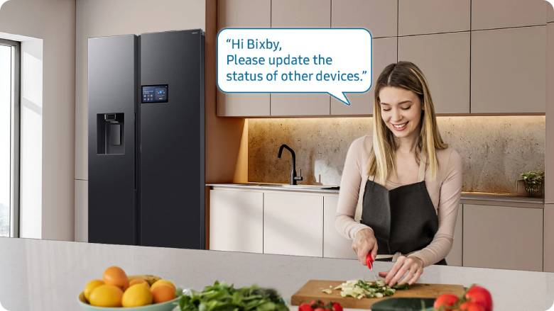 Tủ lạnh Samsung Inverter 615 lít Side By Side RS90F65D2FSV - Điều khiển bằng giọng nói Bixby